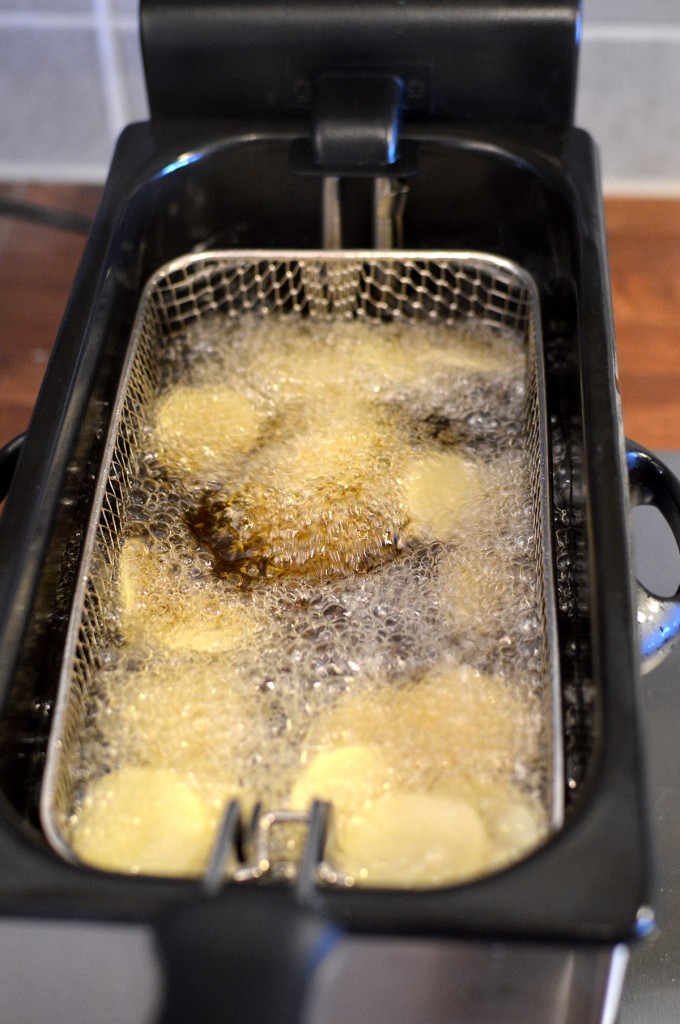 Chips in the fryer